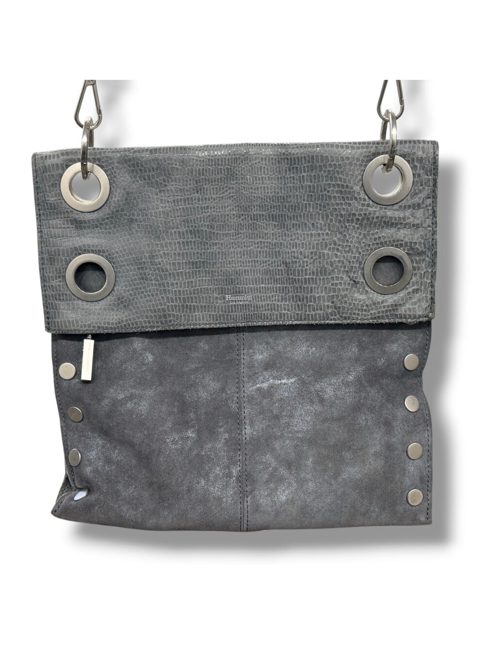Hammitt Montana Reversible Crossbody Gray Leather Suede Shoulder Bag